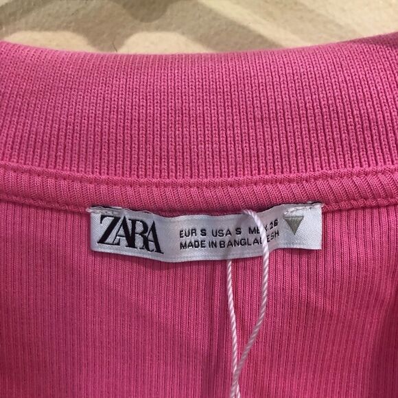 Zara Pink Rib Polo Shirt NWOT - Picture 5 of 7